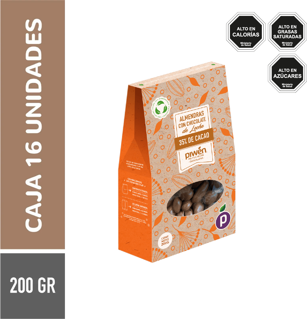 Almendras chocolate de leche 200G - Caja 16u