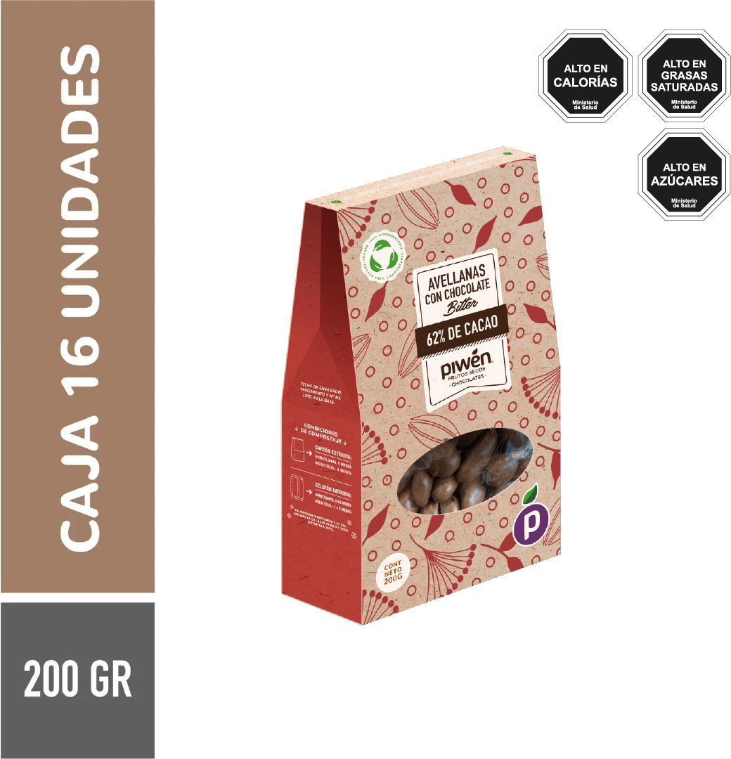 Avellanas chocolate bitter 200G - Caja 16u