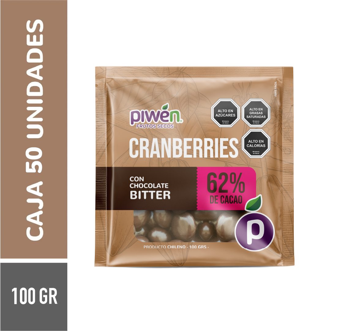 Cranberries chocolate bitter 100G - Caja 50u