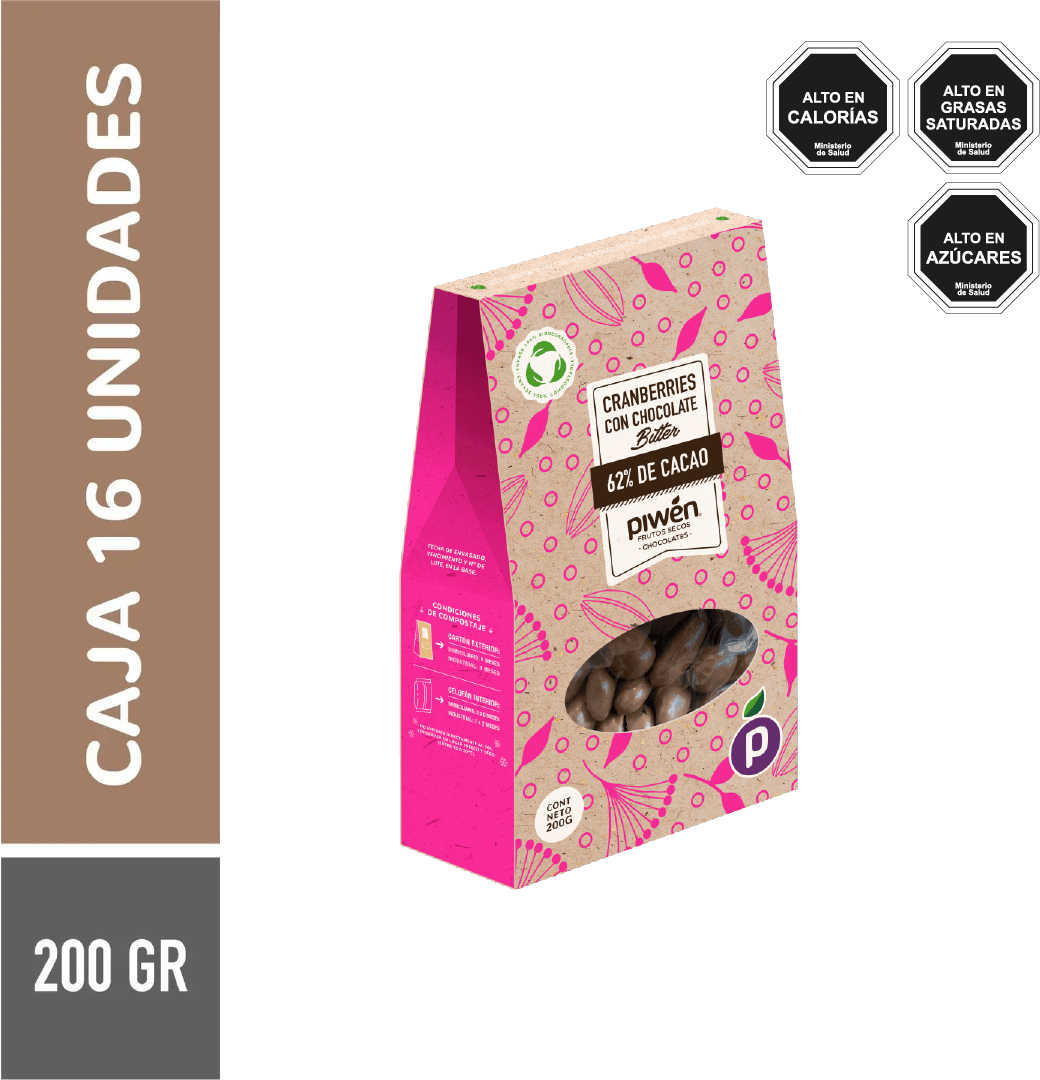Cranberries chocolate bitter 200G - Caja 16u