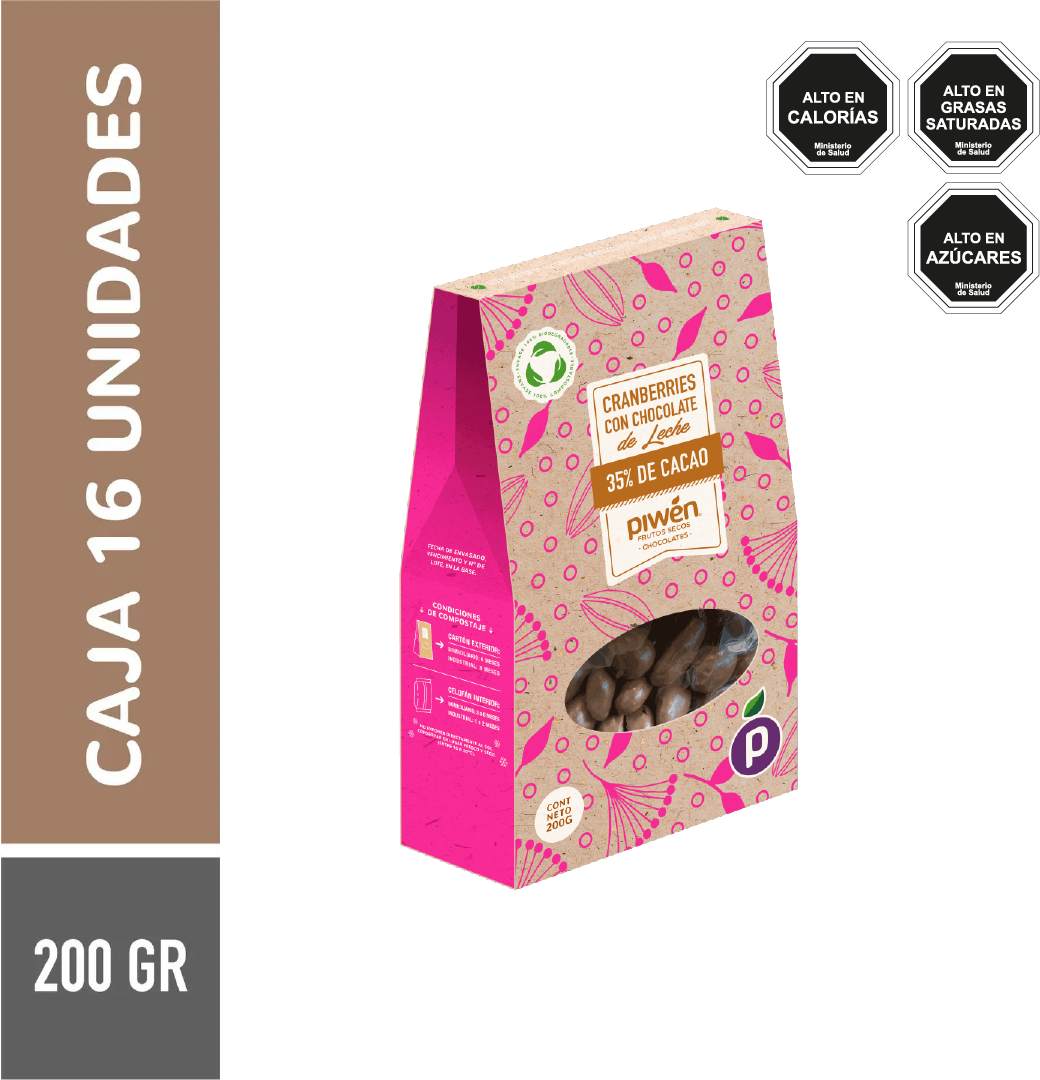 Cranberries chocolate de leche 200G - Caja 16u