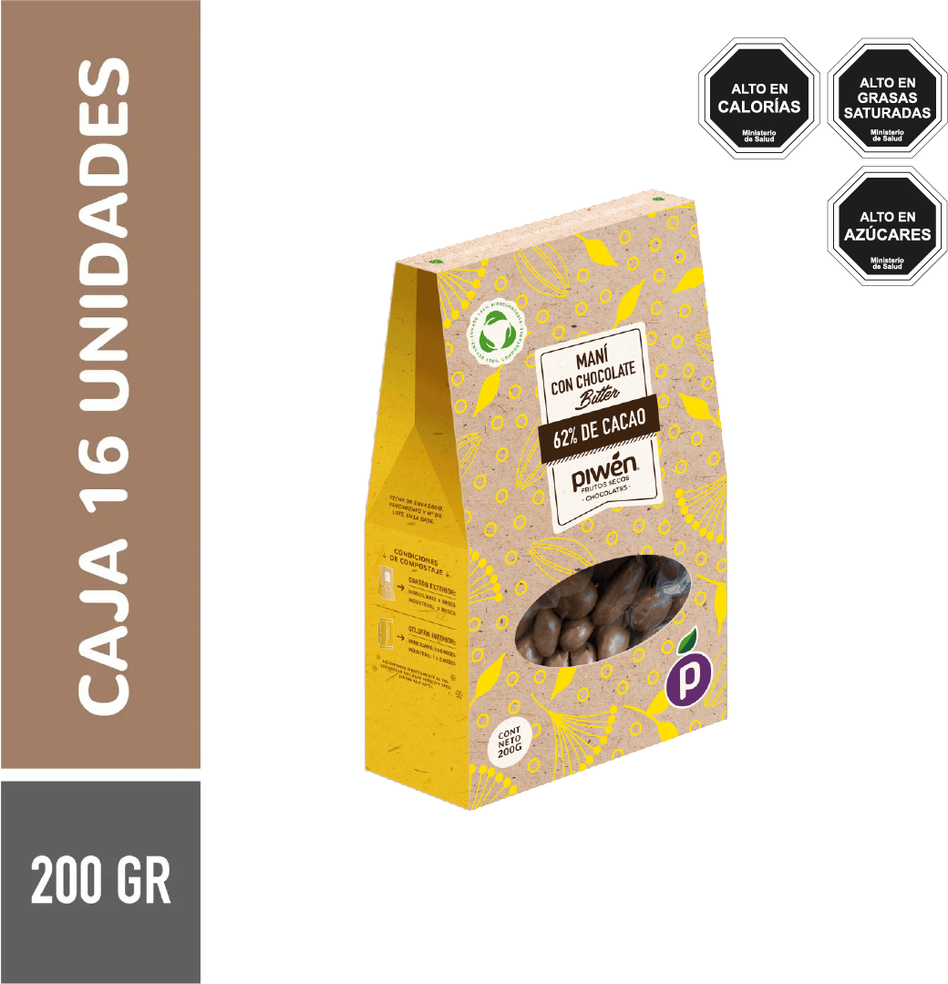 Maní chocolate bitter 200G - Caja 16u